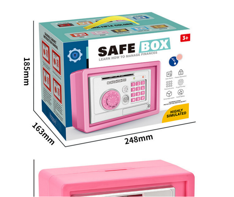 Retro Safe-Style Electronic Music Piggy Bank – Creative Fingerprint Design for Kids - Image 3